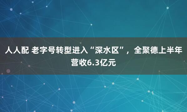 人人配 老字号转型进入“深水区”，全聚德上半年营收6.3亿元